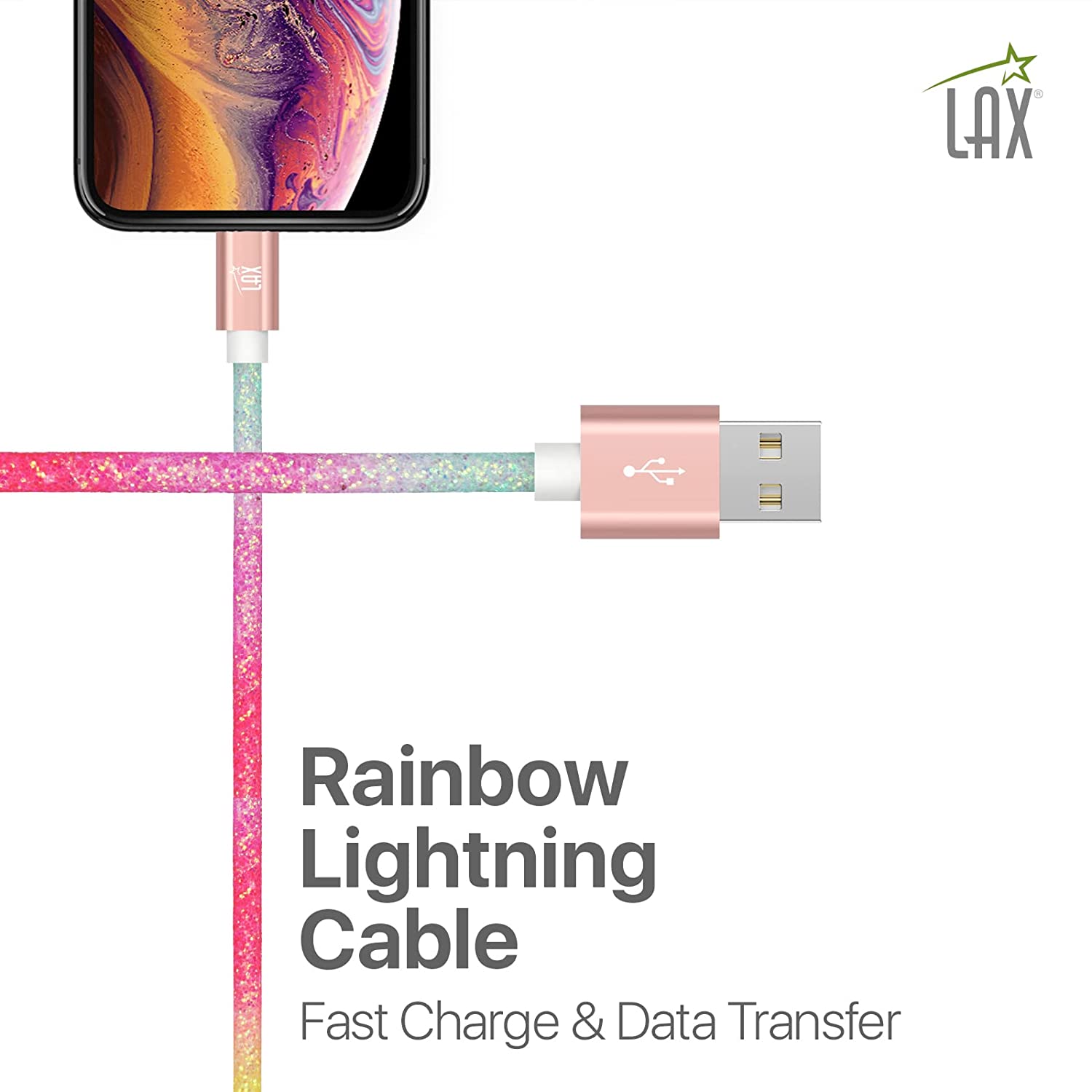 USB to Lightning Cable - Glitter Apple MFi Certified Nylon Braided Fast Charging Cable - High Data Sync