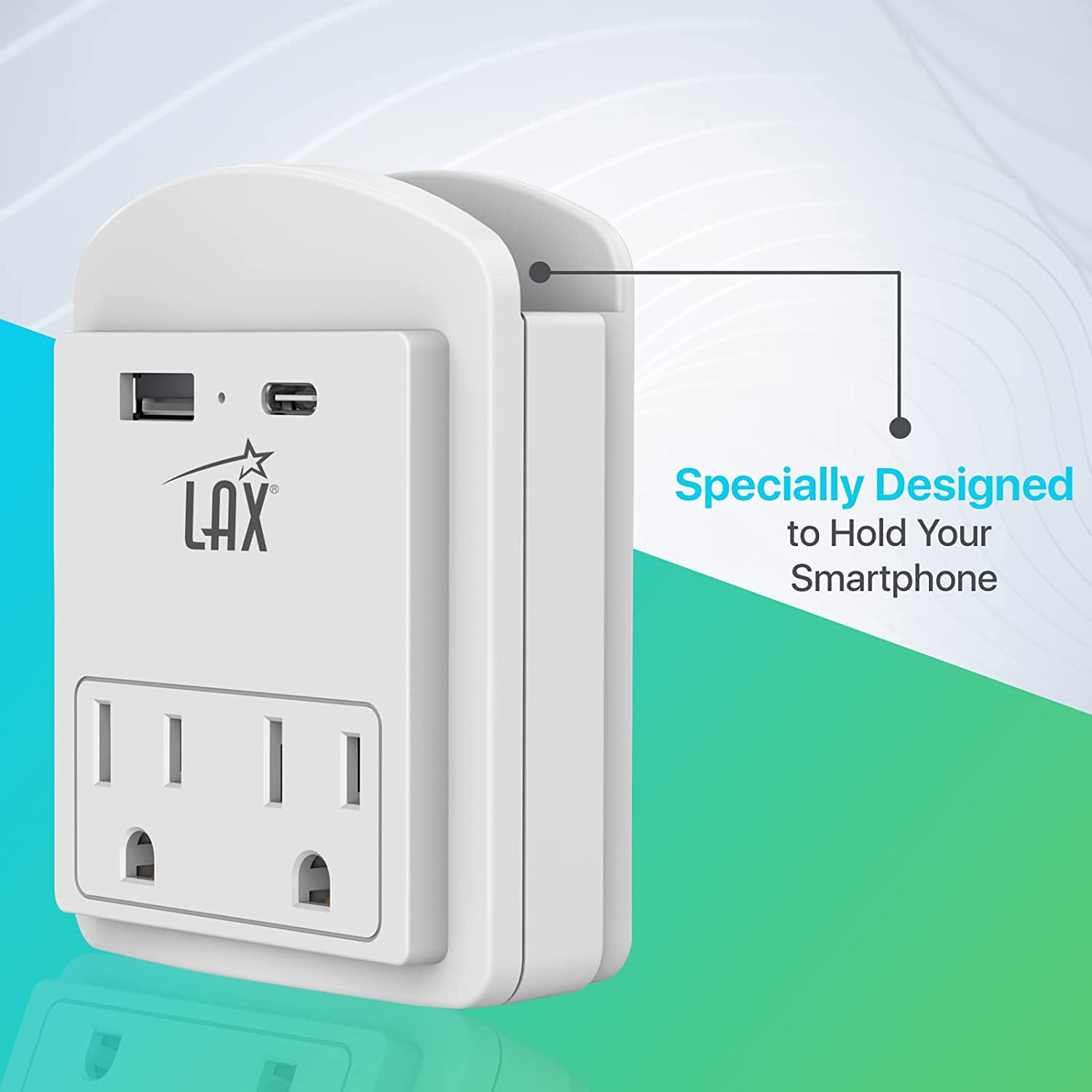 Multi-Plug Surge Protector 2/3 Wall Outlet Extender - USB-A & USB-C Port (White)