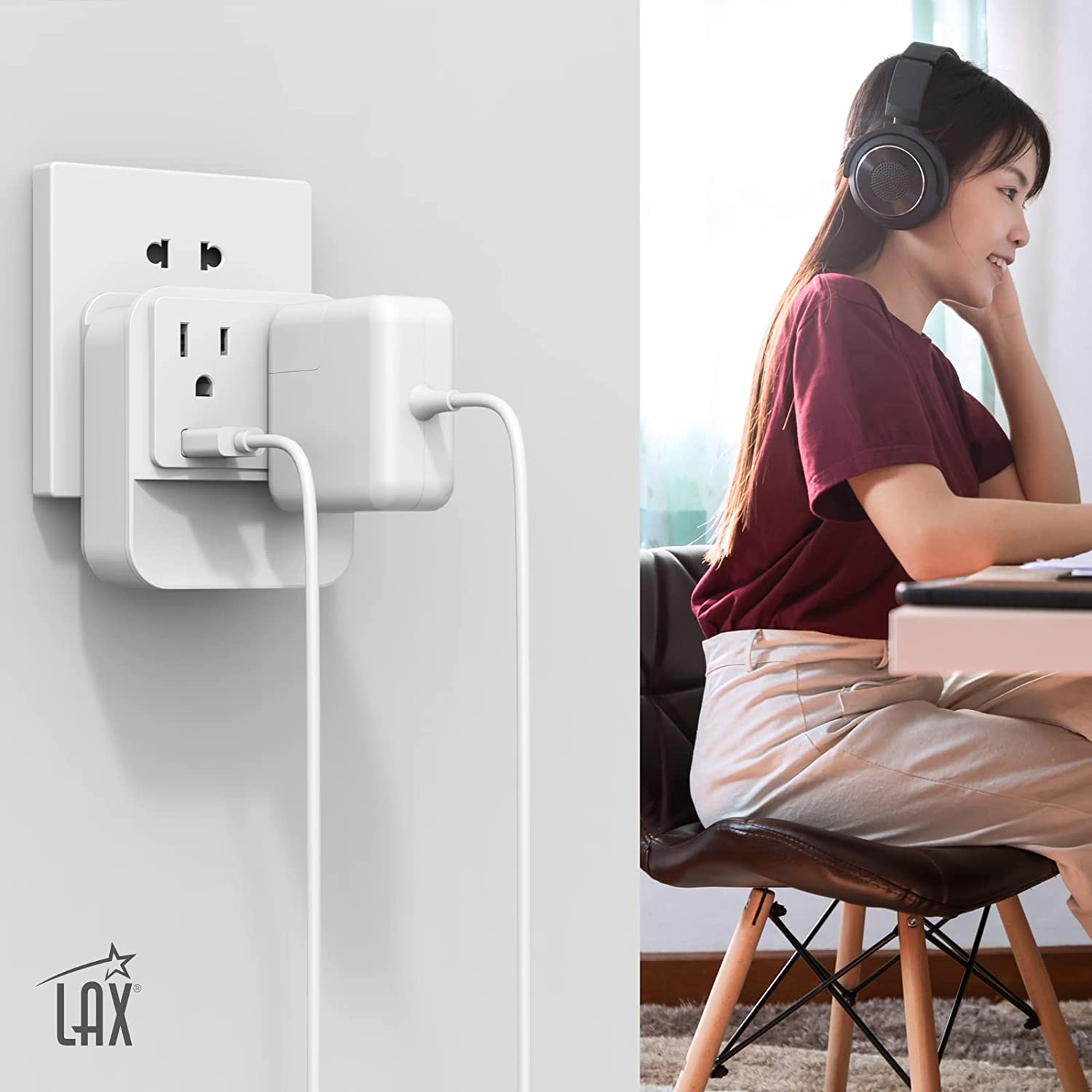 Multi-Plug Surge Protector Power Strip Wall Adapter - 2 Outlets with 2 USB Ports & Nightlight