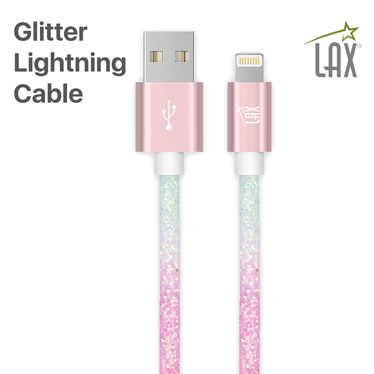 USB to Lightning Cable - Glitter Apple MFi Certified Nylon Braided Fast Charging Cable - High Data Sync