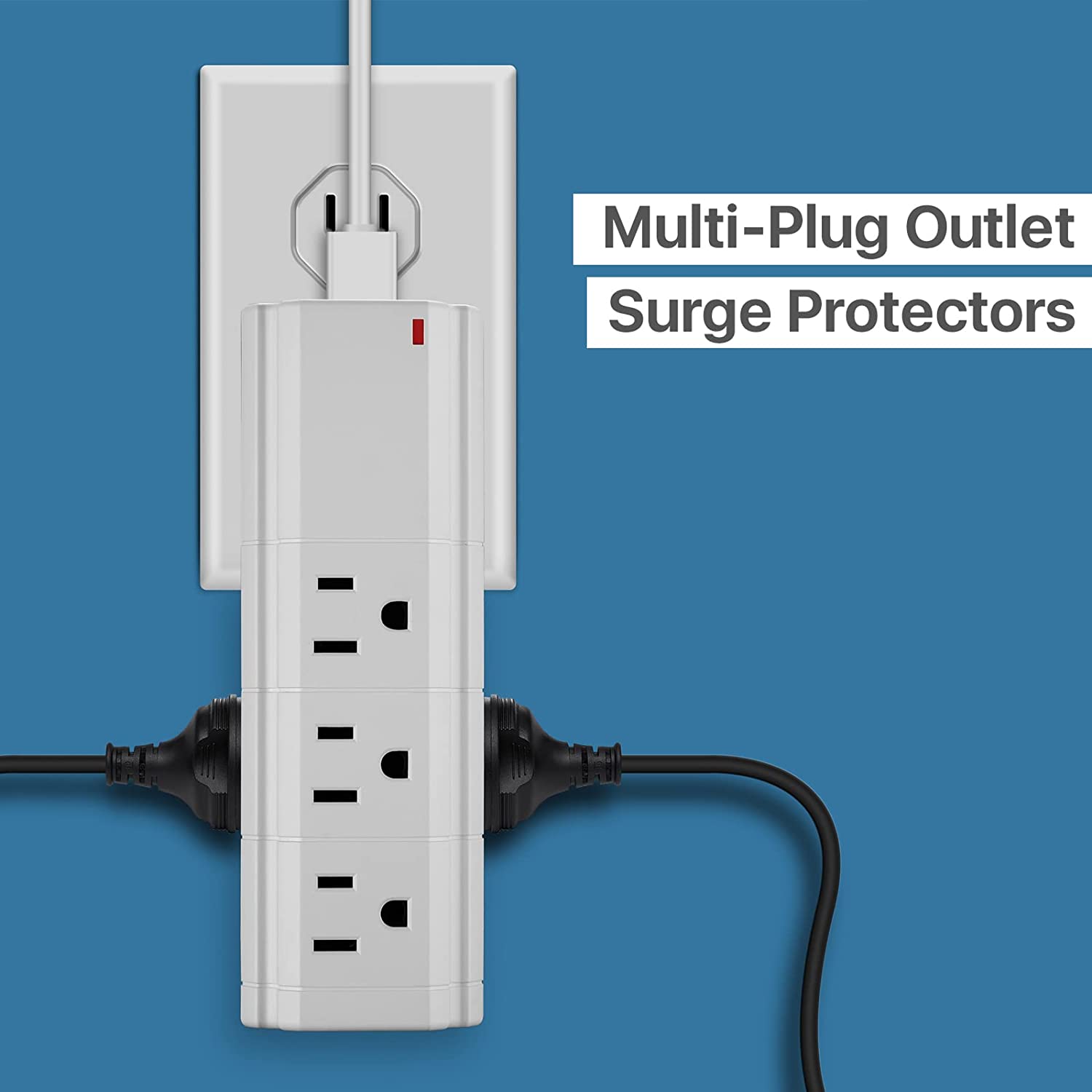 Multi-Plug Surge Protector Wall Adapter - 9 Outlets & 2 USB Ports