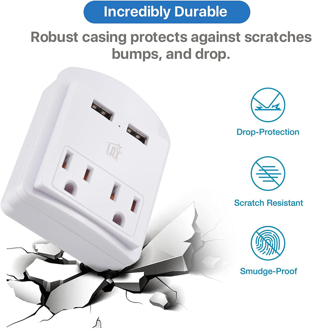 Multi-Plug Surge Protector with 2 Wall Outlet Extender & 2 USB Ports