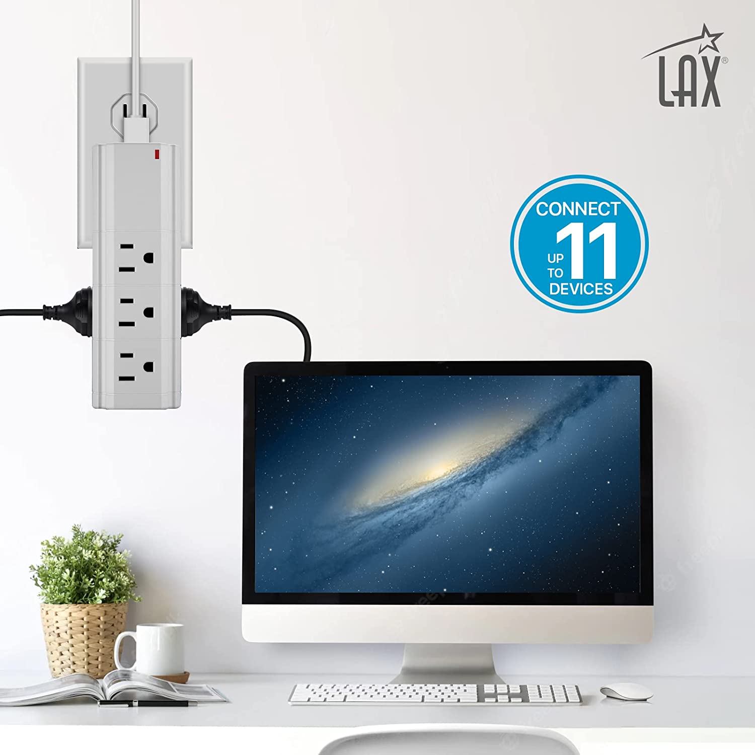 Multi-Plug Surge Protector Wall Adapter - 9 Outlets & 2 USB Ports