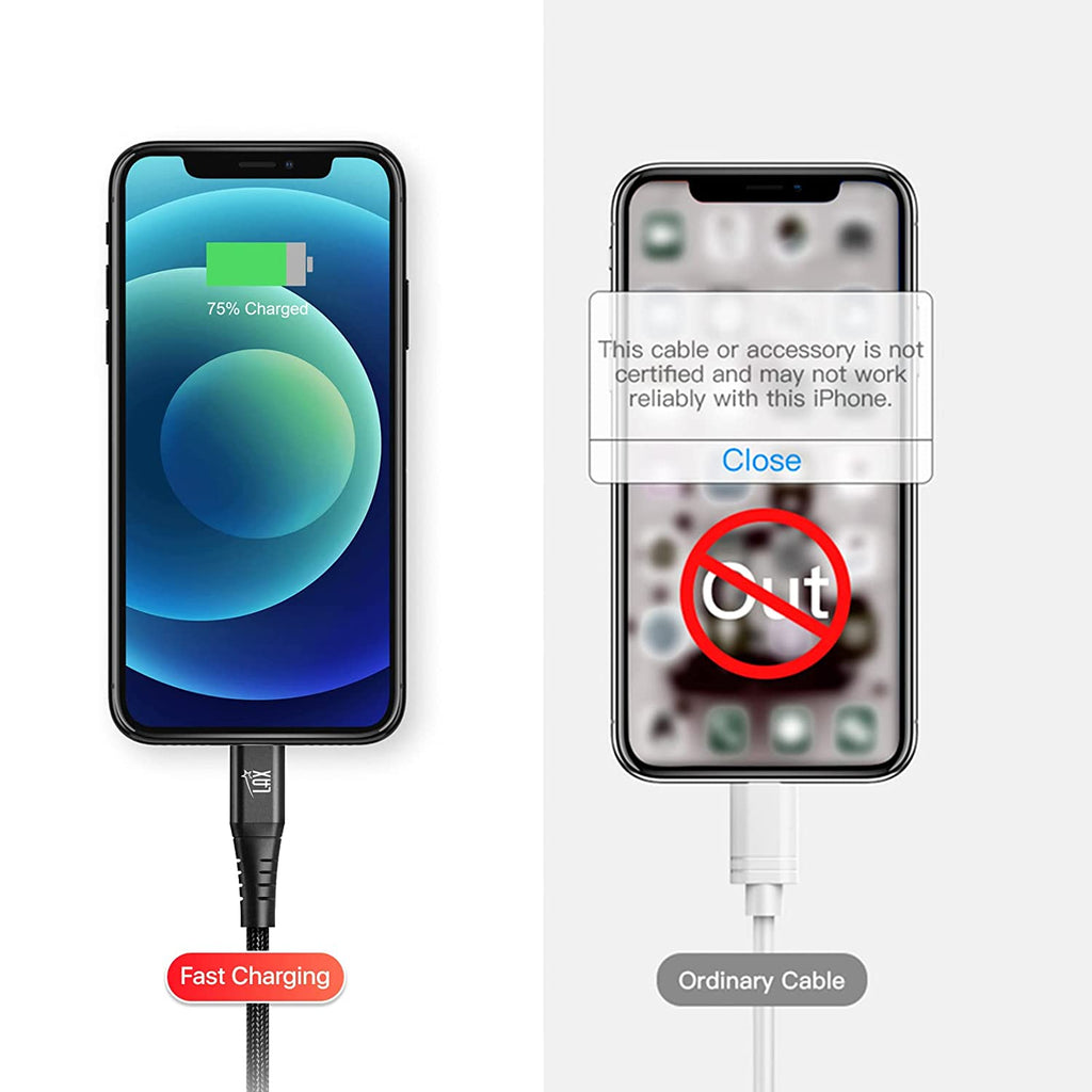 Nylon Braided Fast USB-C to iPhone Compatible Cable - High Data Sync