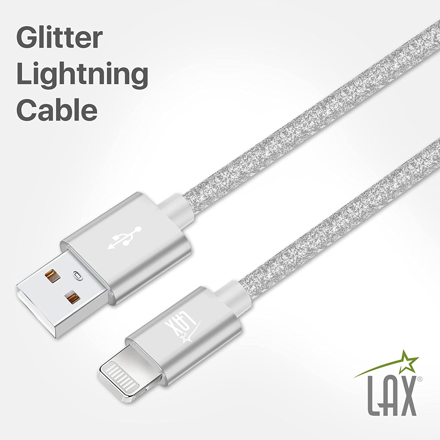 USB to Lightning Cable - Glitter Apple MFi Certified Nylon Braided Fast Charging Cable - High Data Sync