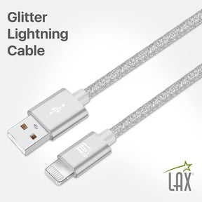 USB to Lightning Cable - Glitter Apple MFi Certified Nylon Braided Fast Charging Cable - High Data Sync