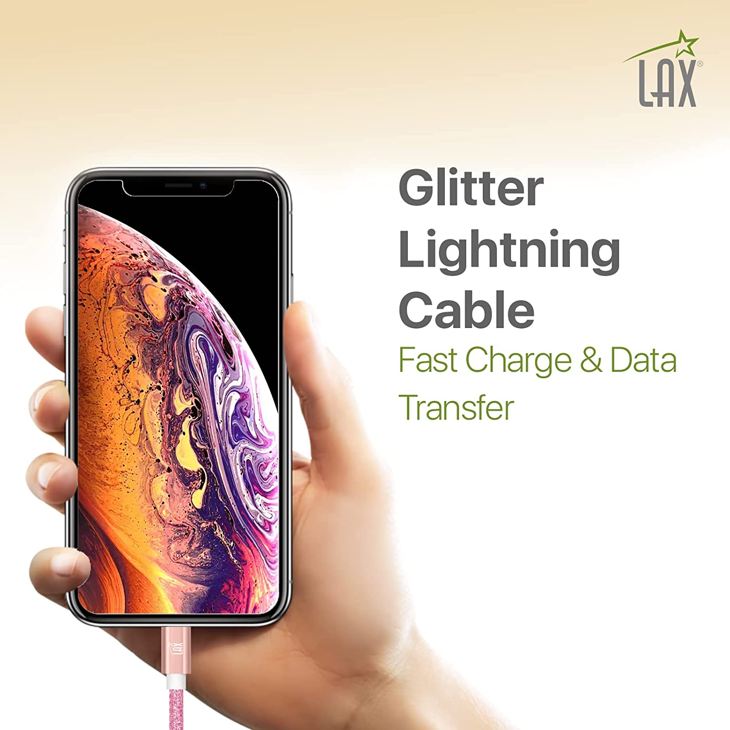 USB to Lightning Cable - Glitter Apple MFi Certified Nylon Braided Fast Charging Cable - High Data Sync