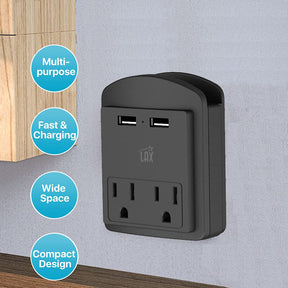 Multi-Plug Surge Protector with 2 Wall Outlet Extender & 2 USB Ports