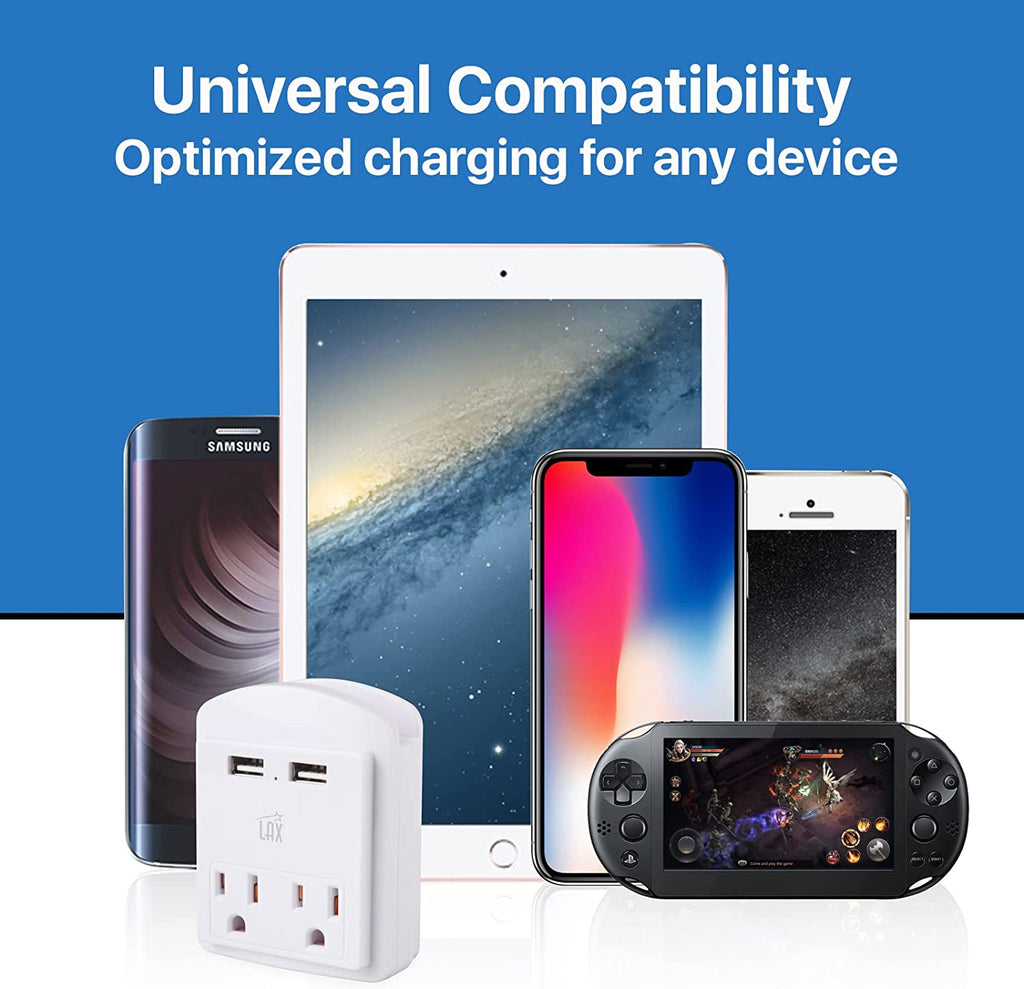 Multi-Plug Surge Protector with 2 Wall Outlet Extender & 2 USB Ports