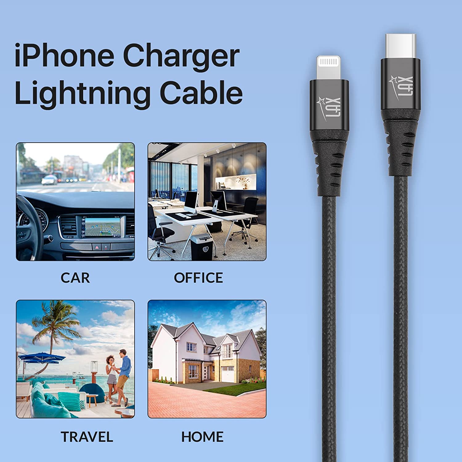 Nylon Braided Fast USB-C to iPhone Compatible Cable - High Data Sync