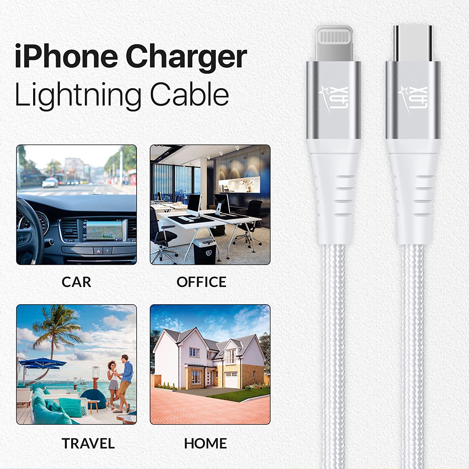 Apple MFi Certified Nylon Braided Fast USB-C to Lightening Cable - High Data Sync