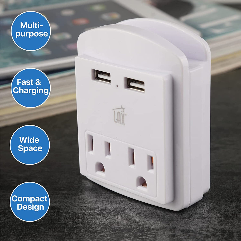 Multi-Plug Surge Protector with 2 Wall Outlet Extender & 2 USB Ports
