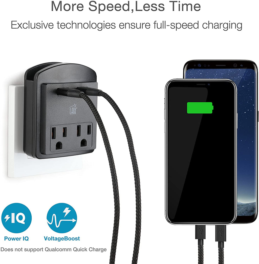 Multi-Plug Surge Protector with 2 Wall Outlet Extender & 2 USB Ports