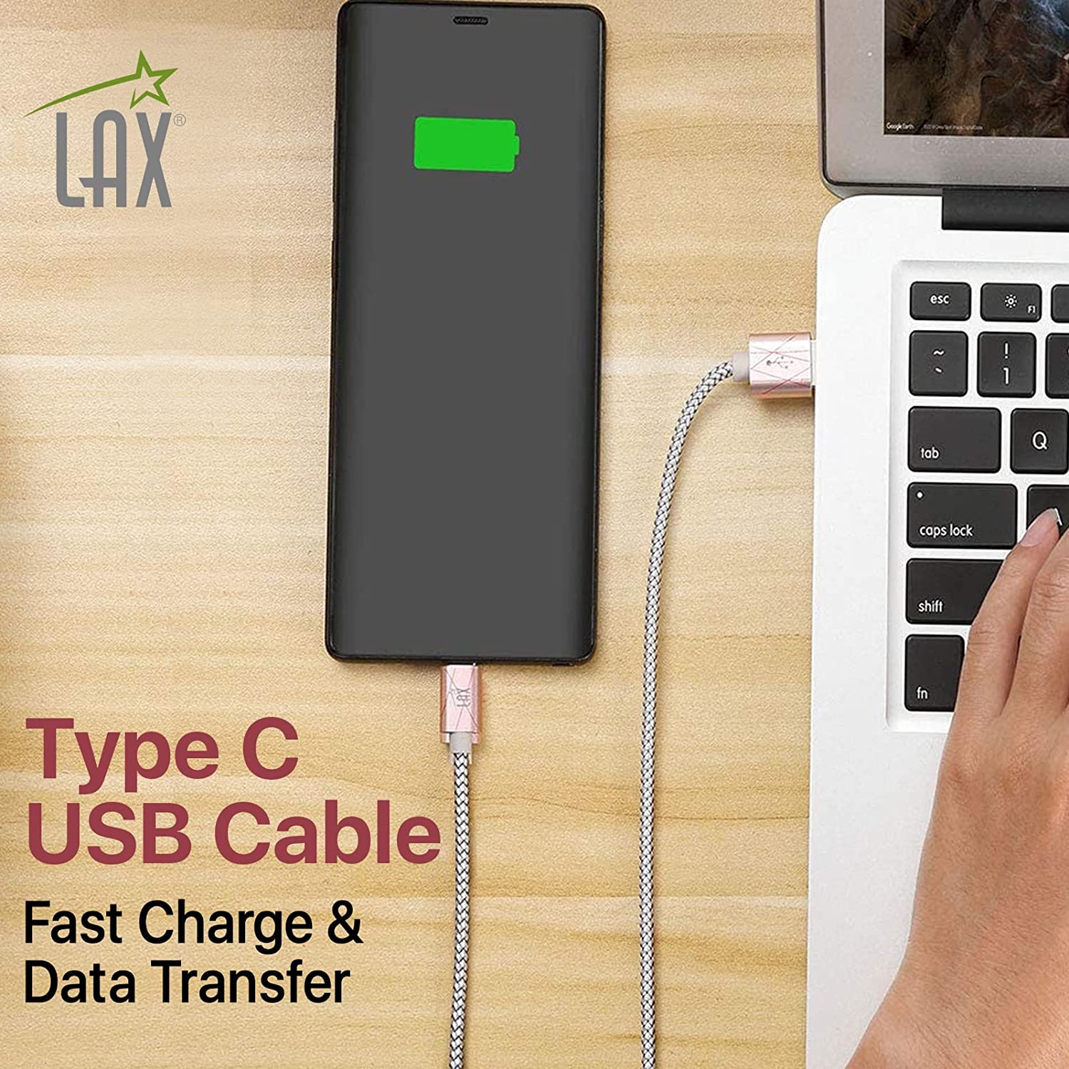 Durable Nylon Braided USB-C Fast Charging & Data Transferring Cable