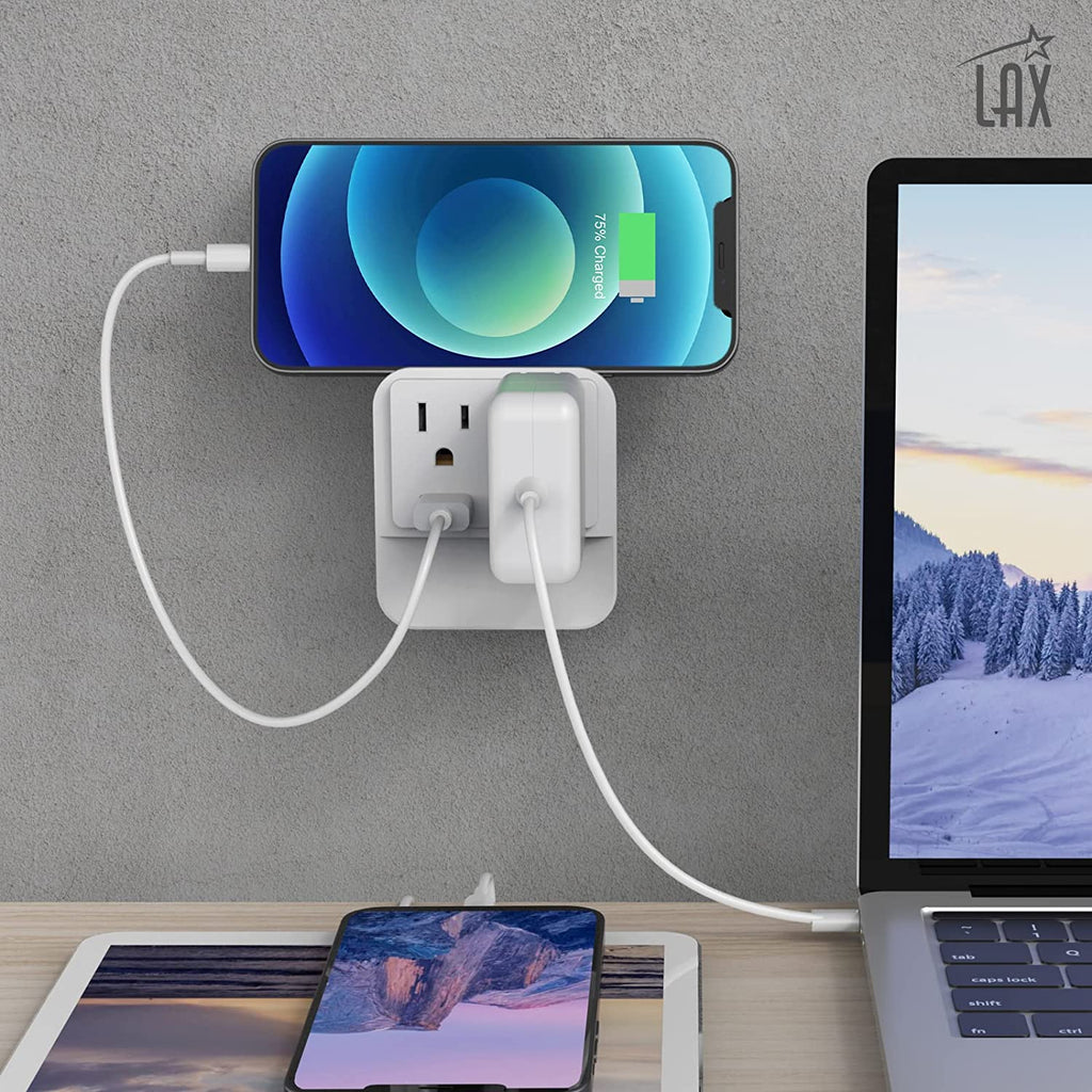 Multi-Plug Surge Protector Power Strip Wall Adapter - 2 Outlets with 2 USB Ports & Nightlight