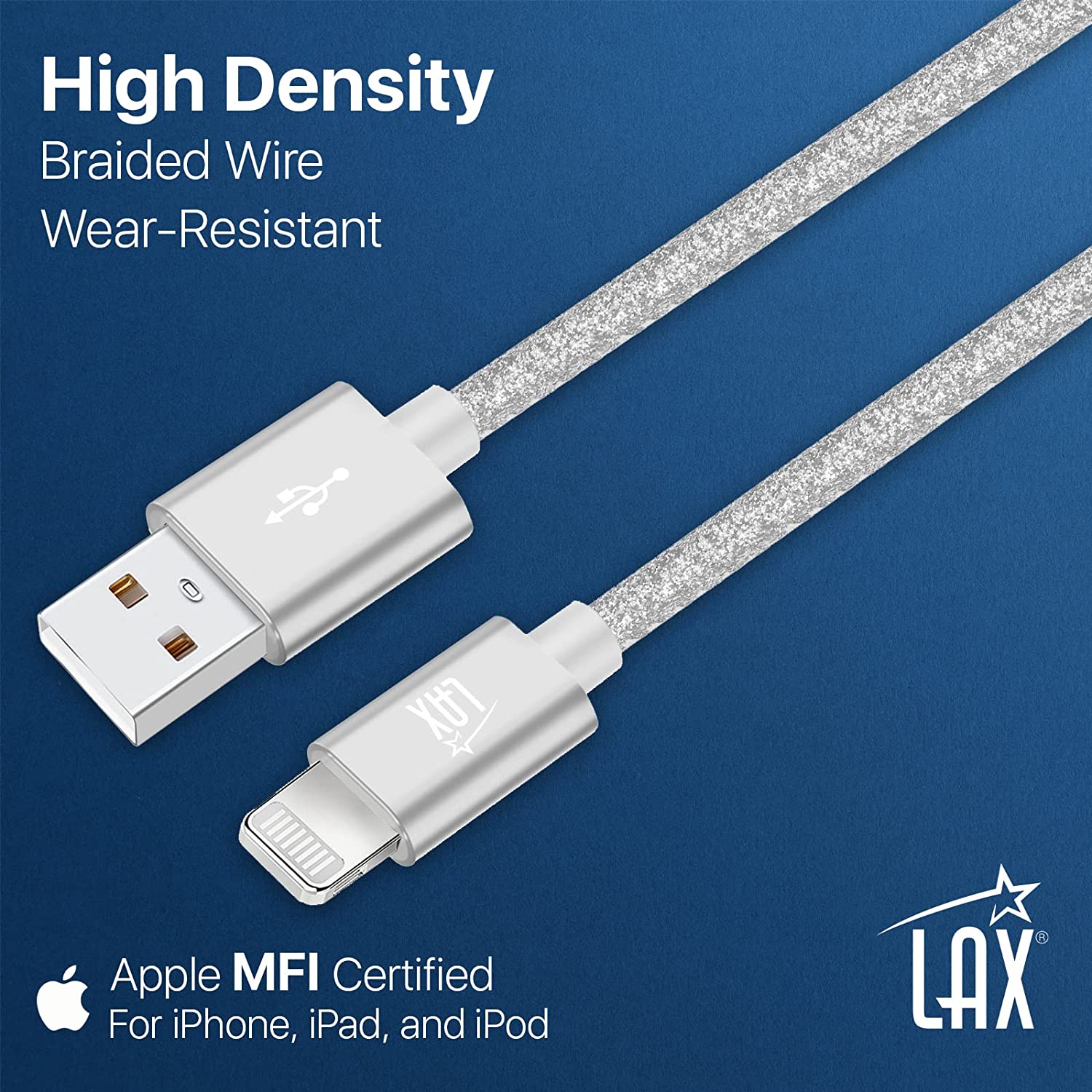 USB to Lightning Cable - Glitter Apple MFi Certified Nylon Braided Fast Charging Cable - High Data Sync