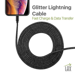 USB to Lightning Cable - Glitter Apple MFi Certified Nylon Braided Fast Charging Cable - High Data Sync