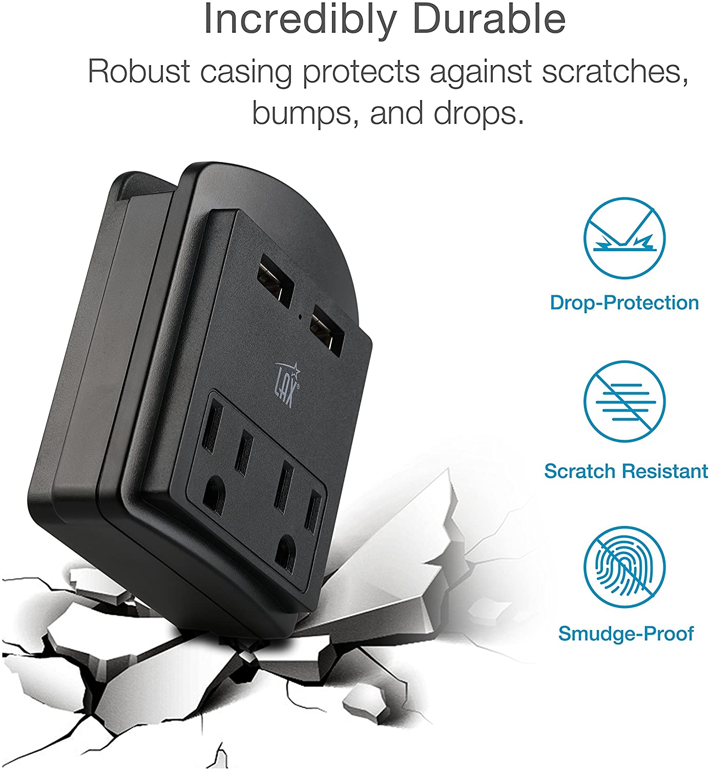 Multi-Plug Surge Protector with 2 Wall Outlet Extender & 2 USB Ports