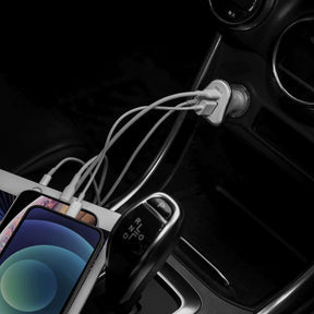 3-Port Car Charger with 2 USB Ports and 1 USB-C Port