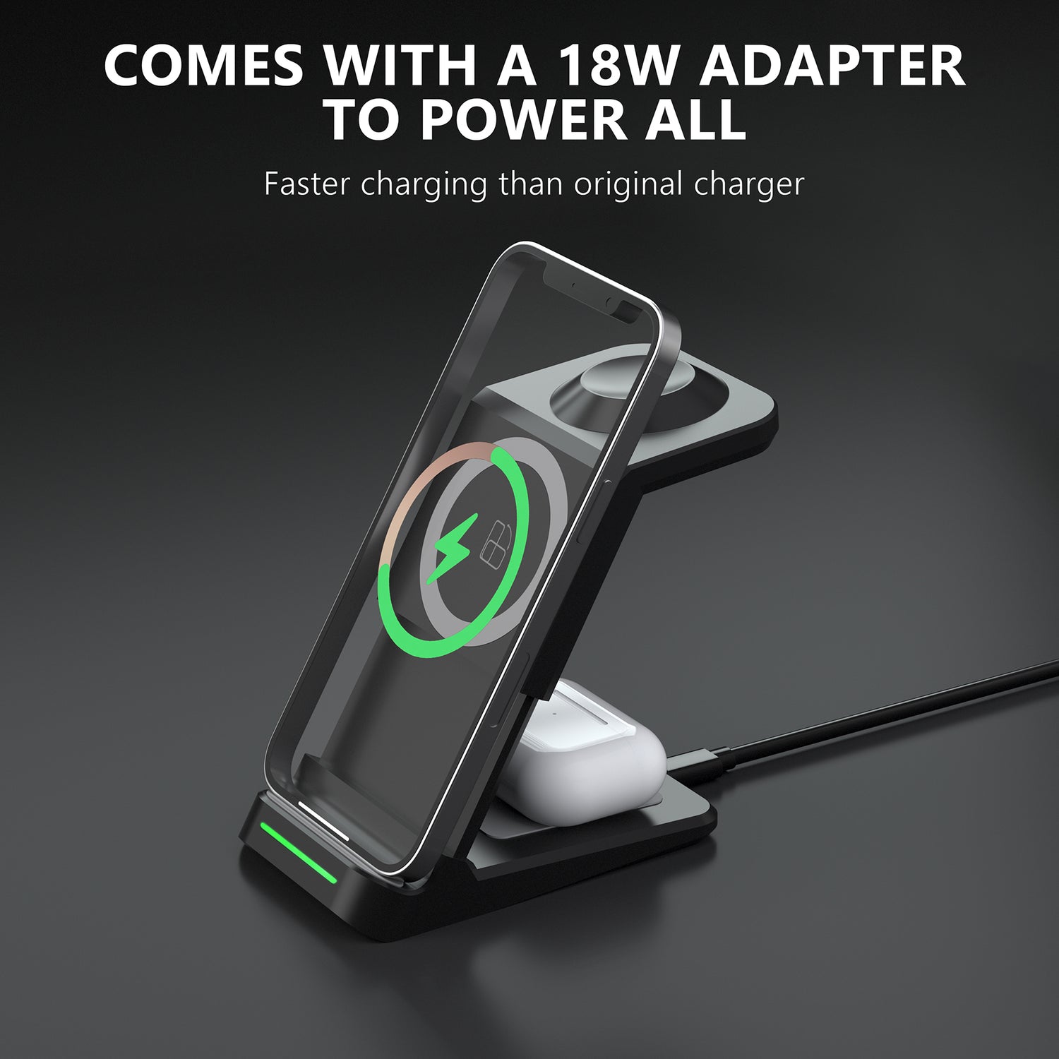 LAX Wireless Charging Stand 3 in 1 Wireless Charger Fast Charging Do