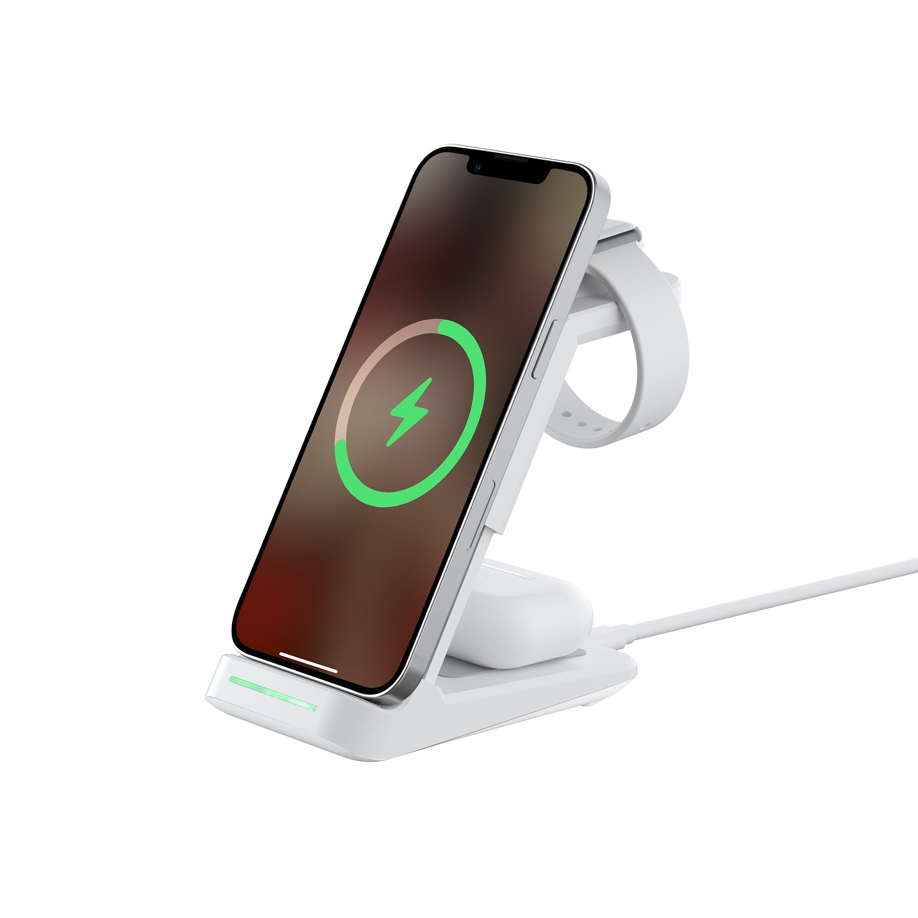 Lax Wireless Charging Stand - 3 in 1 Wireless Charger Fast Charging Dock Station Single Universal in White