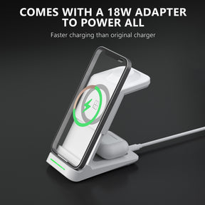 LAX Wireless Charging Stand - 3 in 1 Wireless Charger Fast Charging Dock  Station – Compatible with Apple Watches , Airpods 2/Pro, iPhone