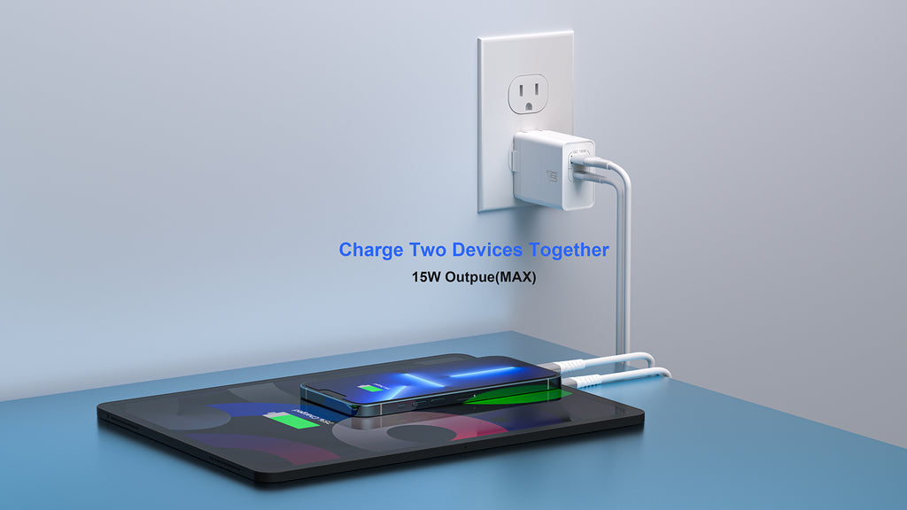 LAX USB C Charger with Dual Port - Type C Charger Fast Charging Block - USB C Wall Charger with Foldable Plug for iPhone 14 13 12 11 Pro Max Samsung S21 S20 - 30W Wall Charger (White)
