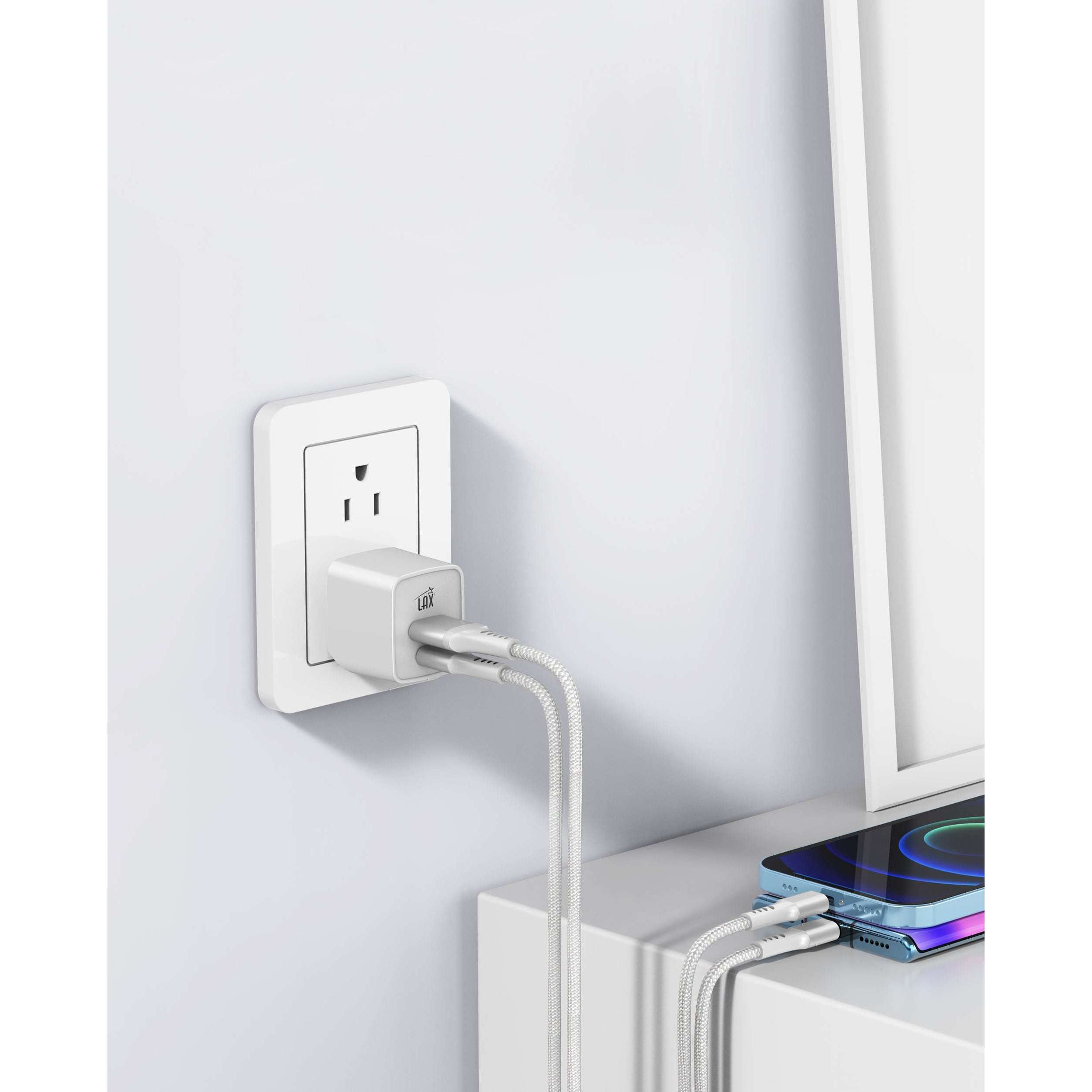 Dual Port Fast Travel Wall Charger USB-20W USB-C and USB-A