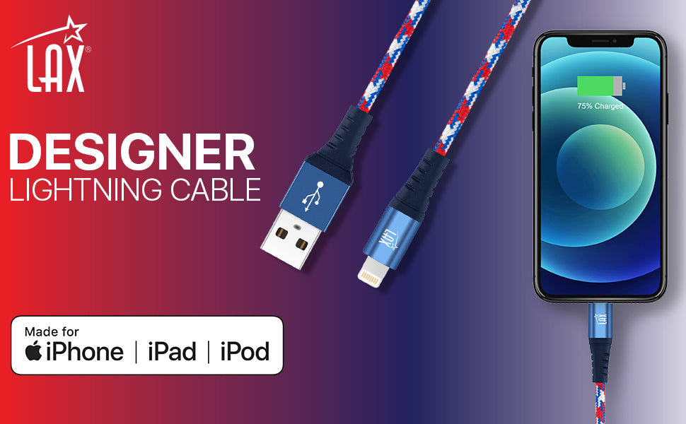 USB to Lightning Cable - Premium Stripes Designer Lightning MFi Certified Fast Charging Cable