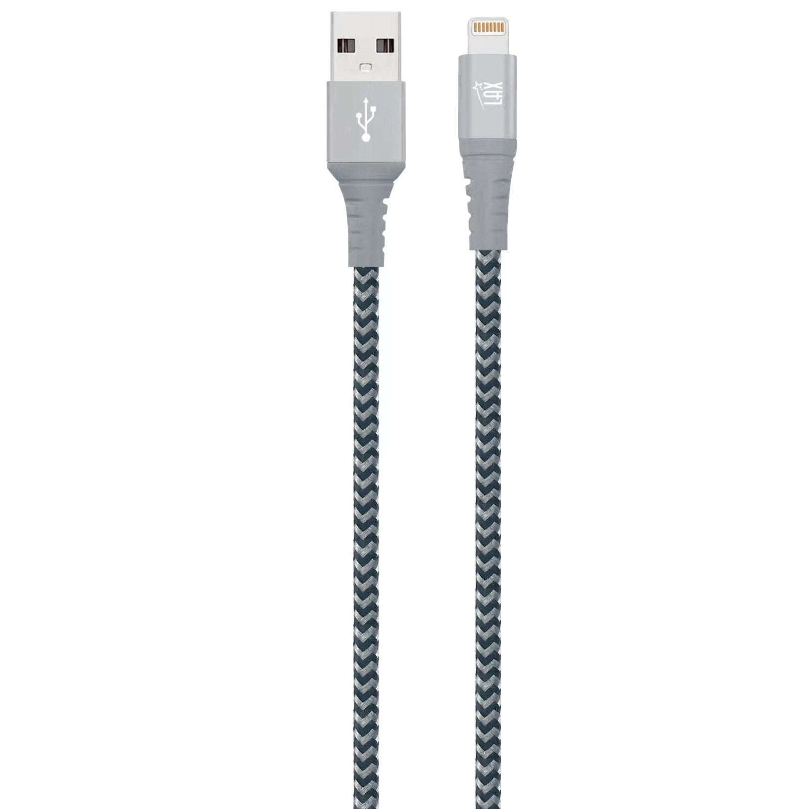 Durable Braided Nylon iPhone Compatible Cables - Gray Stripes