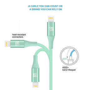 Apple MFi Certified Braided Nylon Lightning Slim Cable for iPhone, iPad, Airpods