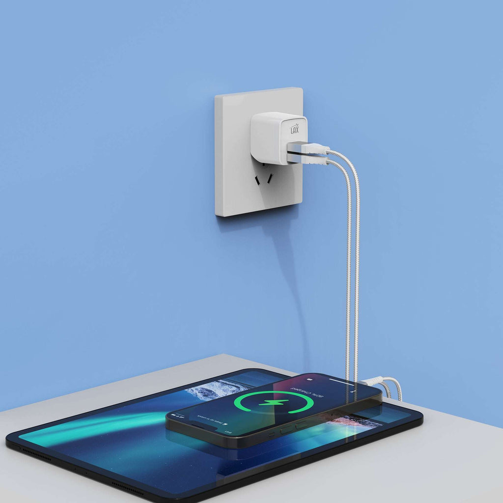 2.4A Dual USB Wall Charger with iPhone Compatible Cable (6ft)