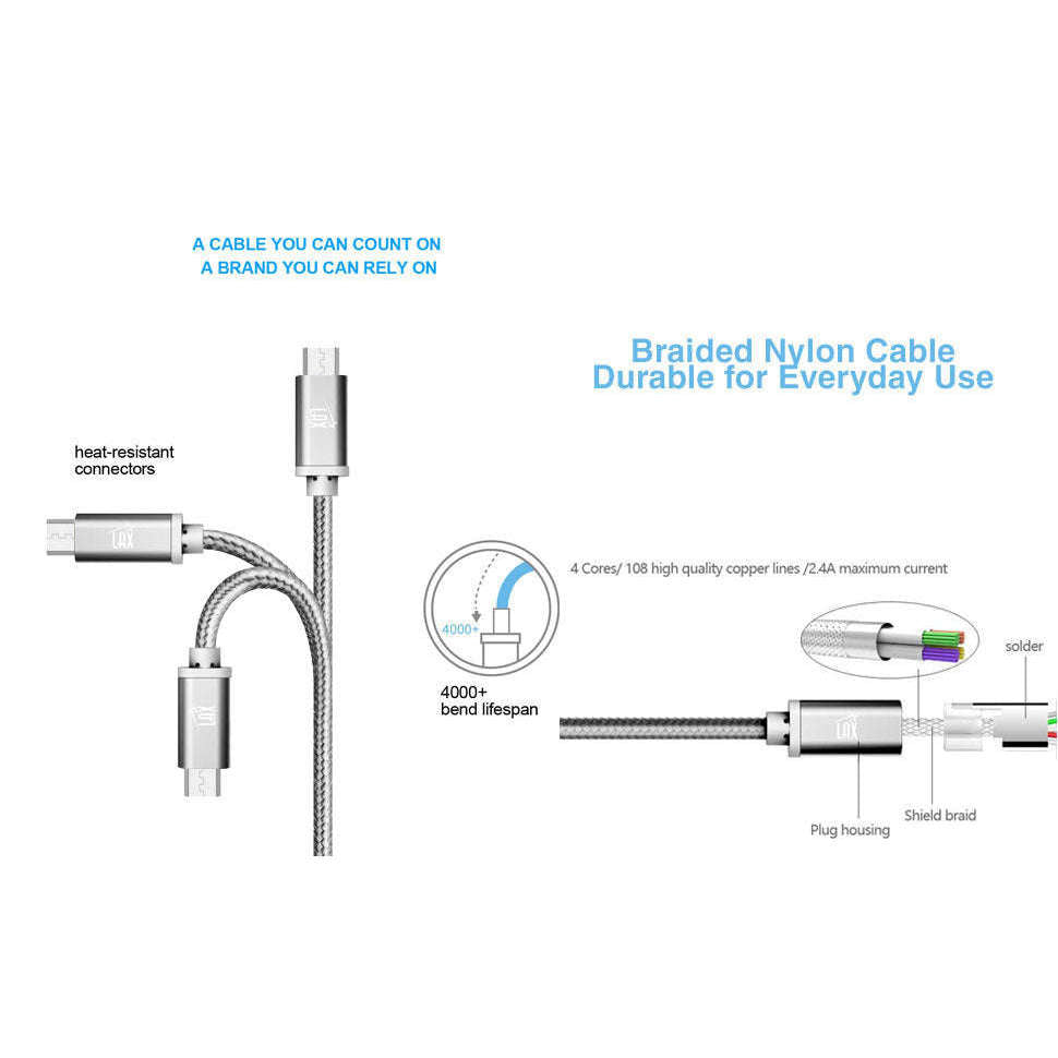 Durable Braided Nylon Micro USB to USB Cable