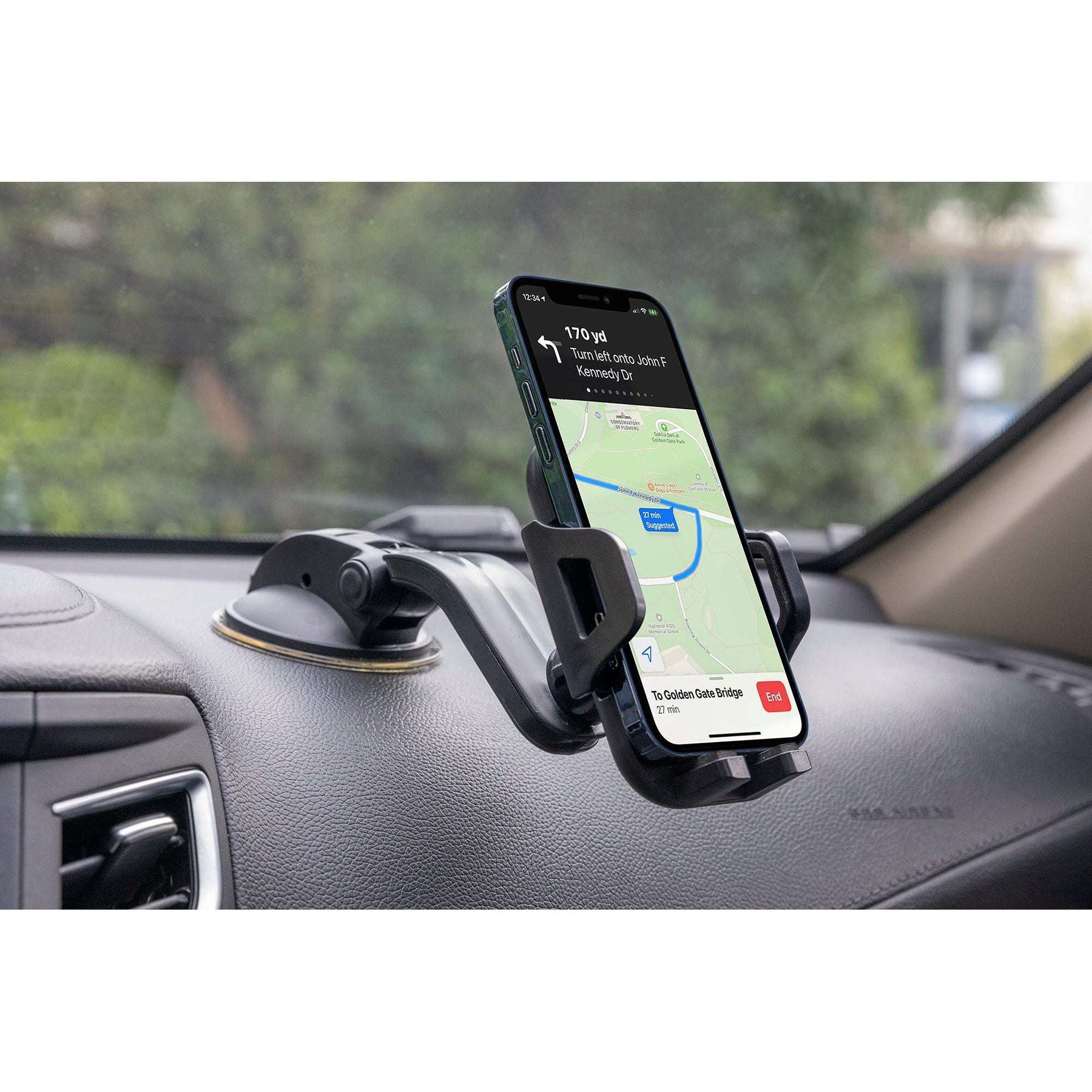 Cradle Phone Car Mount with Powerful Suction Cup, Movable Jaws, Joint & Arm