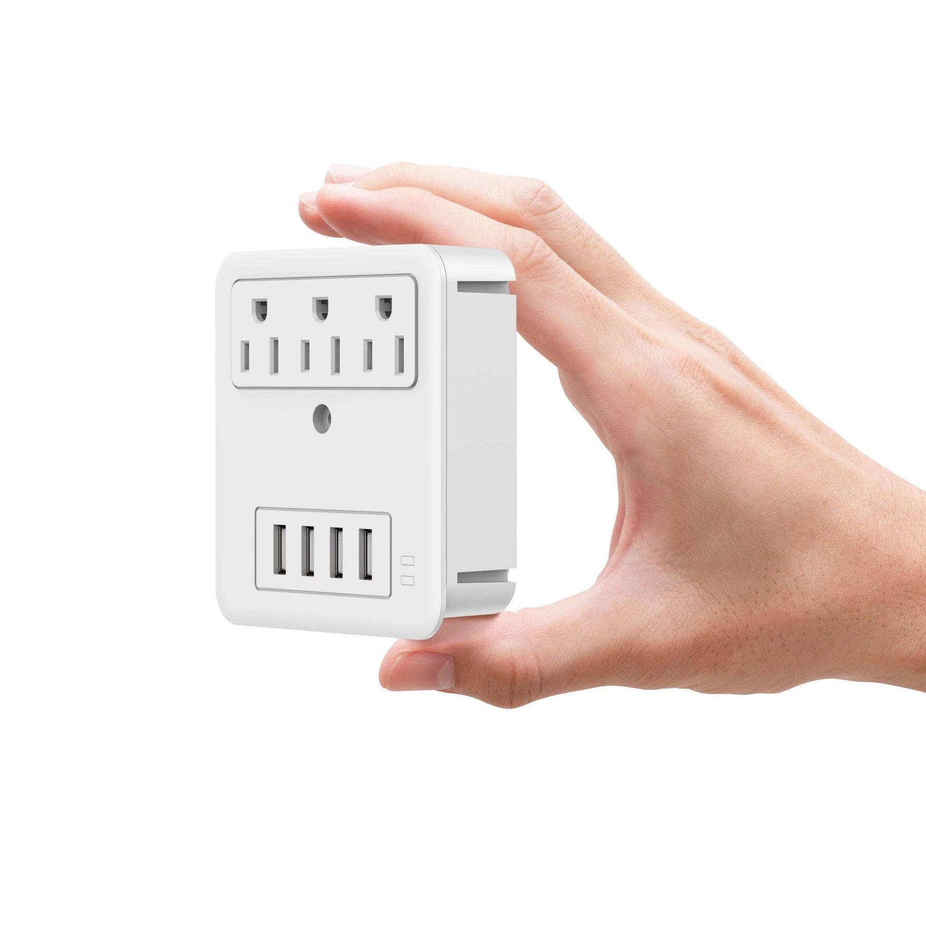 Multi-Plug Surge Protector Wall Adapter - 3 Wall outlets & 4 USB Ports