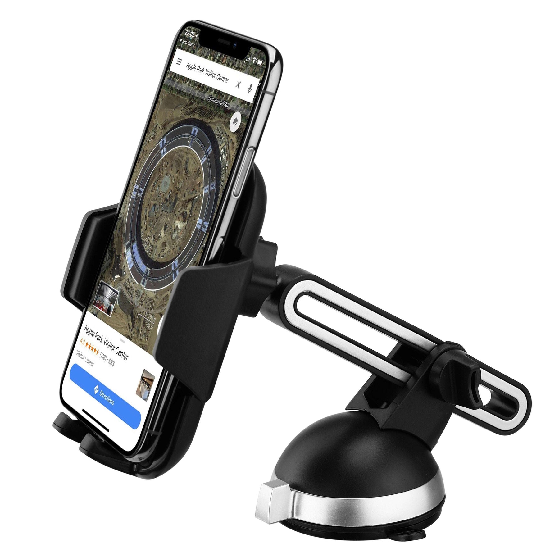 Cradle-Type Phone Car Mount with Powerful Suction Cup, Adjustable Arm & Joint