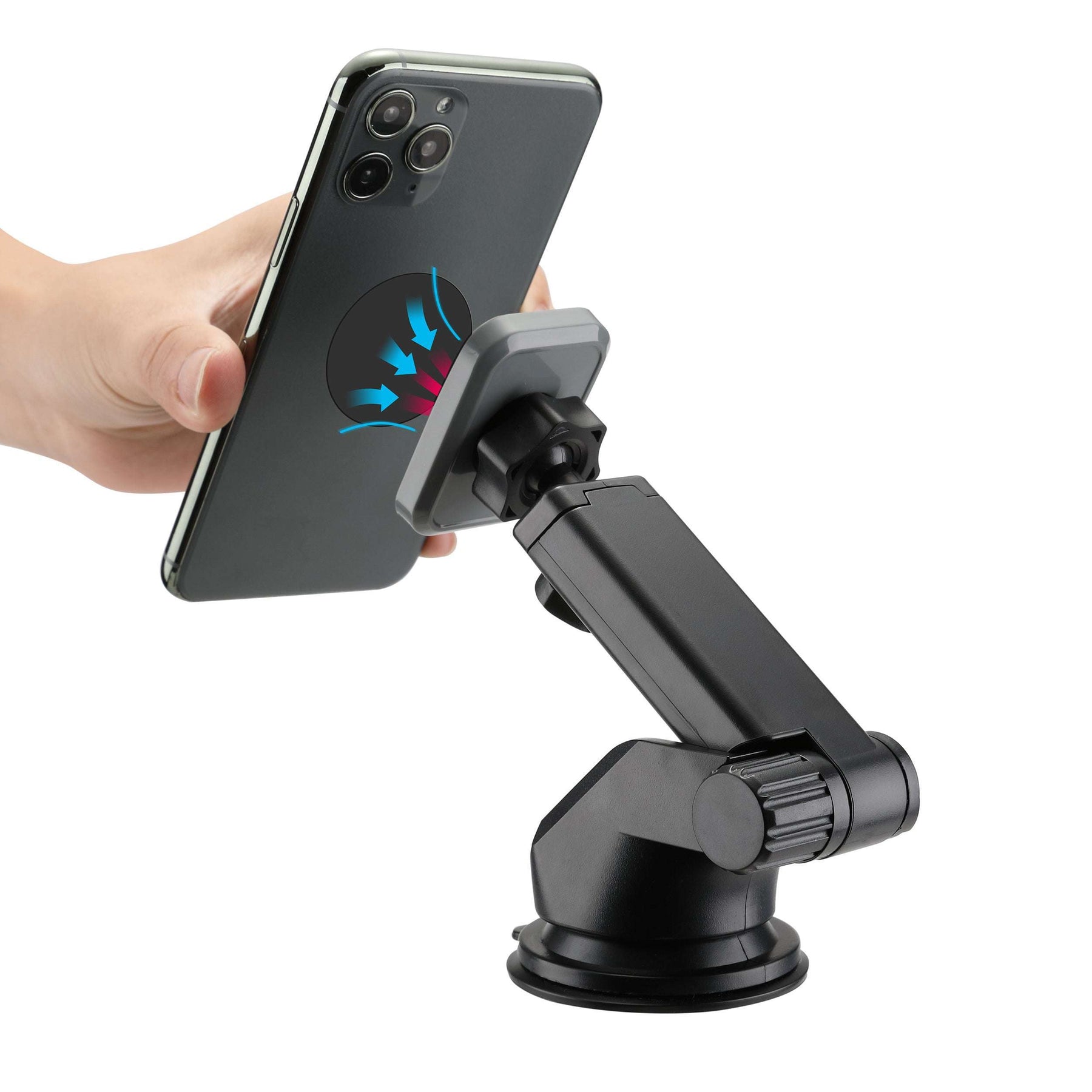 Cradle-Type Phone Car Mount with Powerful Suction Cup, Adjustable Arm & Joint