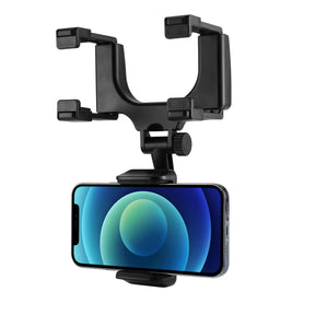 Rearview Phone Holder for Car with 360 Rotatable Ball Point, Adjustable Height & Silicone Padding