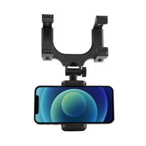 Rearview Phone Holder for Car with 360 Rotatable Ball Point, Adjustable Height & Silicone Padding