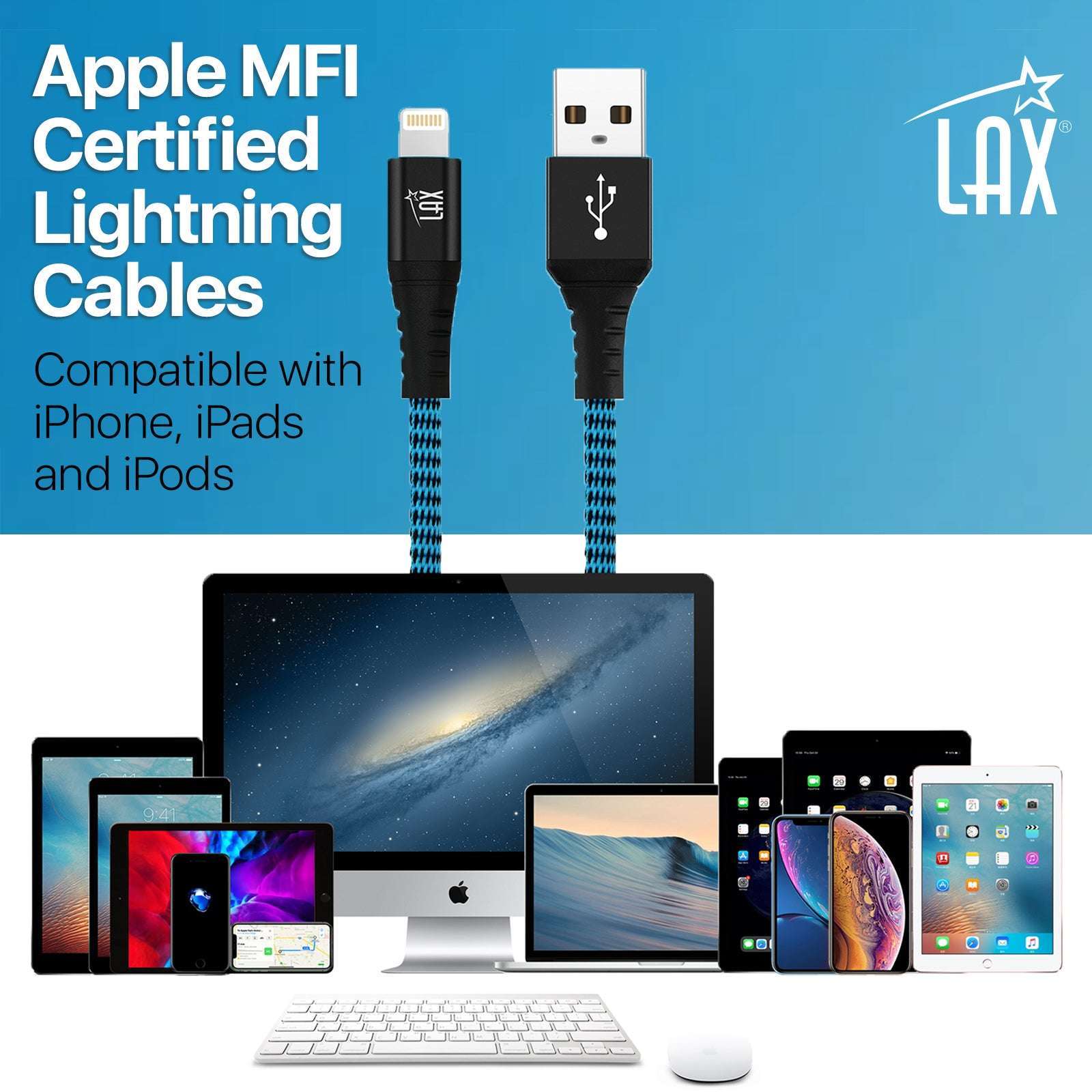 USB to Lightning Cable - Premium Stripes Designer Lightning MFi Certified Fast Charging Cable