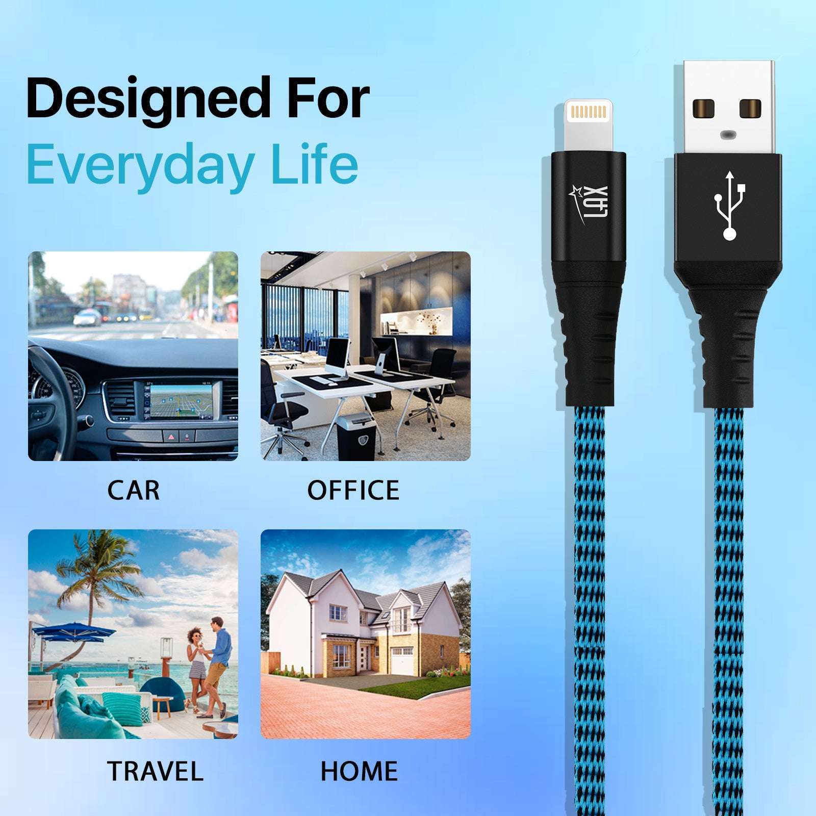 USB to Lightning Cable - Premium Stripes Designer Lightning MFi Certified Fast Charging Cable