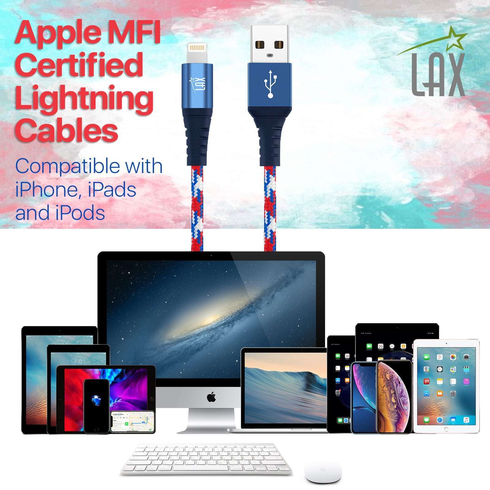 USB to Lightning Cable - Premium Stripes Designer Lightning MFi Certified Fast Charging Cable