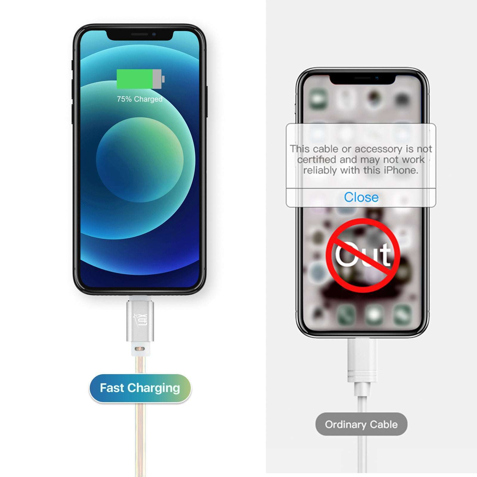 USB to iPhone Compatible Cable - Premium Vegan Leather