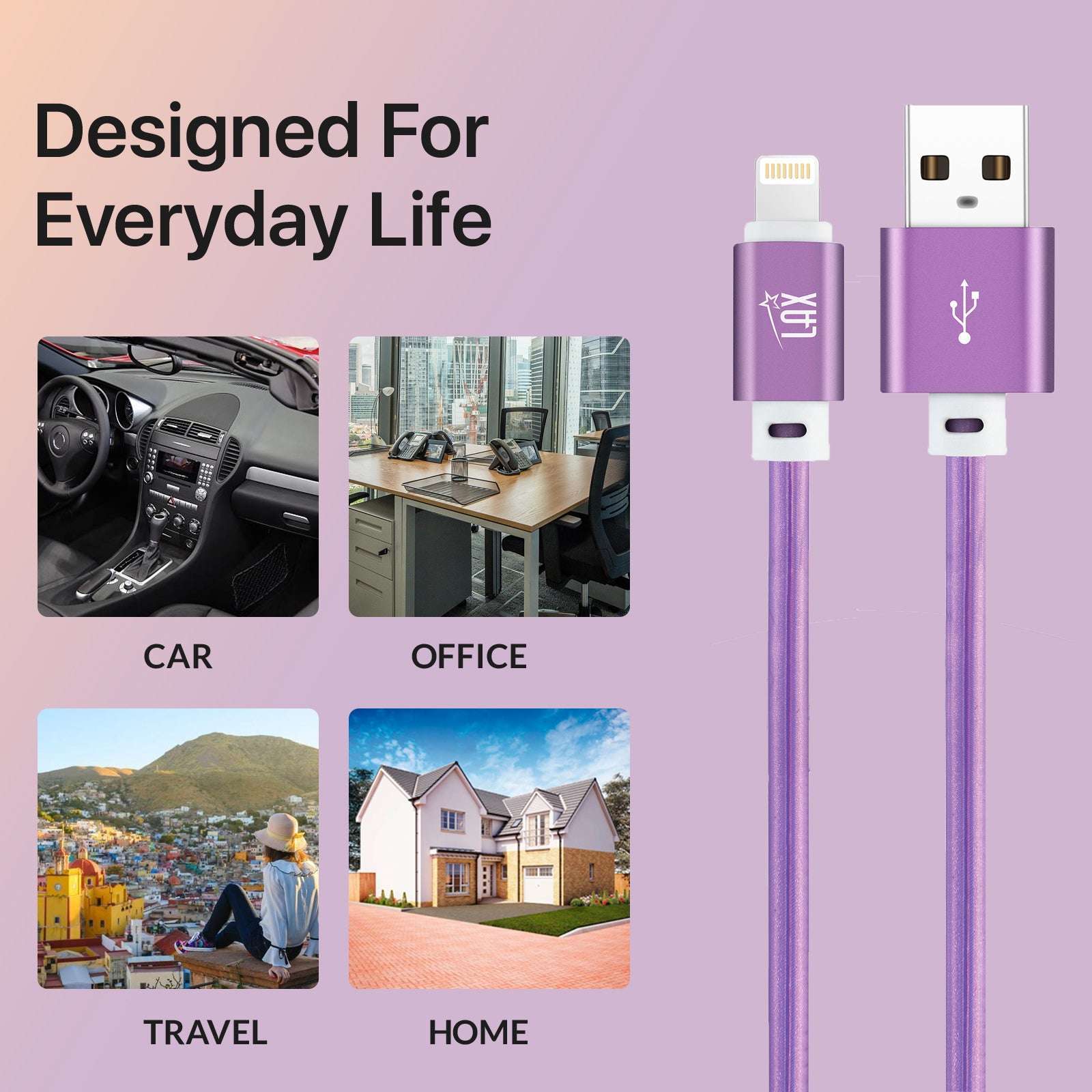 USB to iPhone Compatible Cable - Premium Vegan Leather