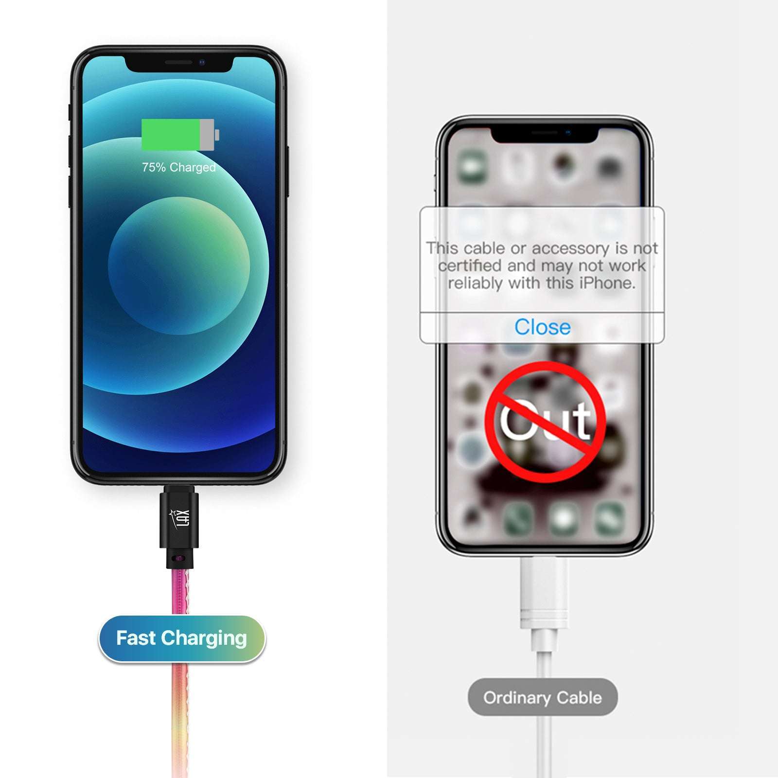 USB to iPhone Compatible Cable - Premium Vegan Leather