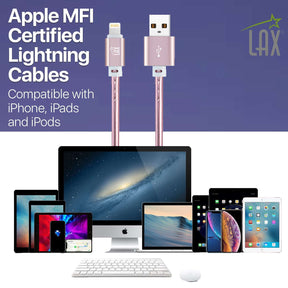 USB to Lightning Cable - Premium Vegan Leather Lightning MFi Certified Fast Charging Cable