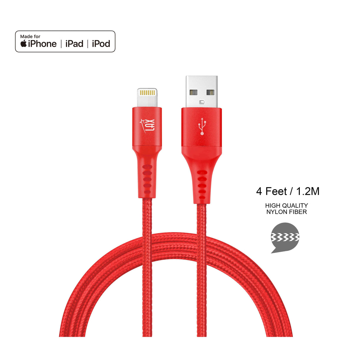 Apple MFI Certified Durable Braided Lightning Charging Cable for iPhone