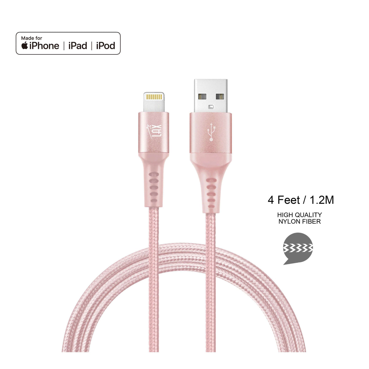 Apple MFI Certified Durable Braided Lightning Charging Cable for iPhone