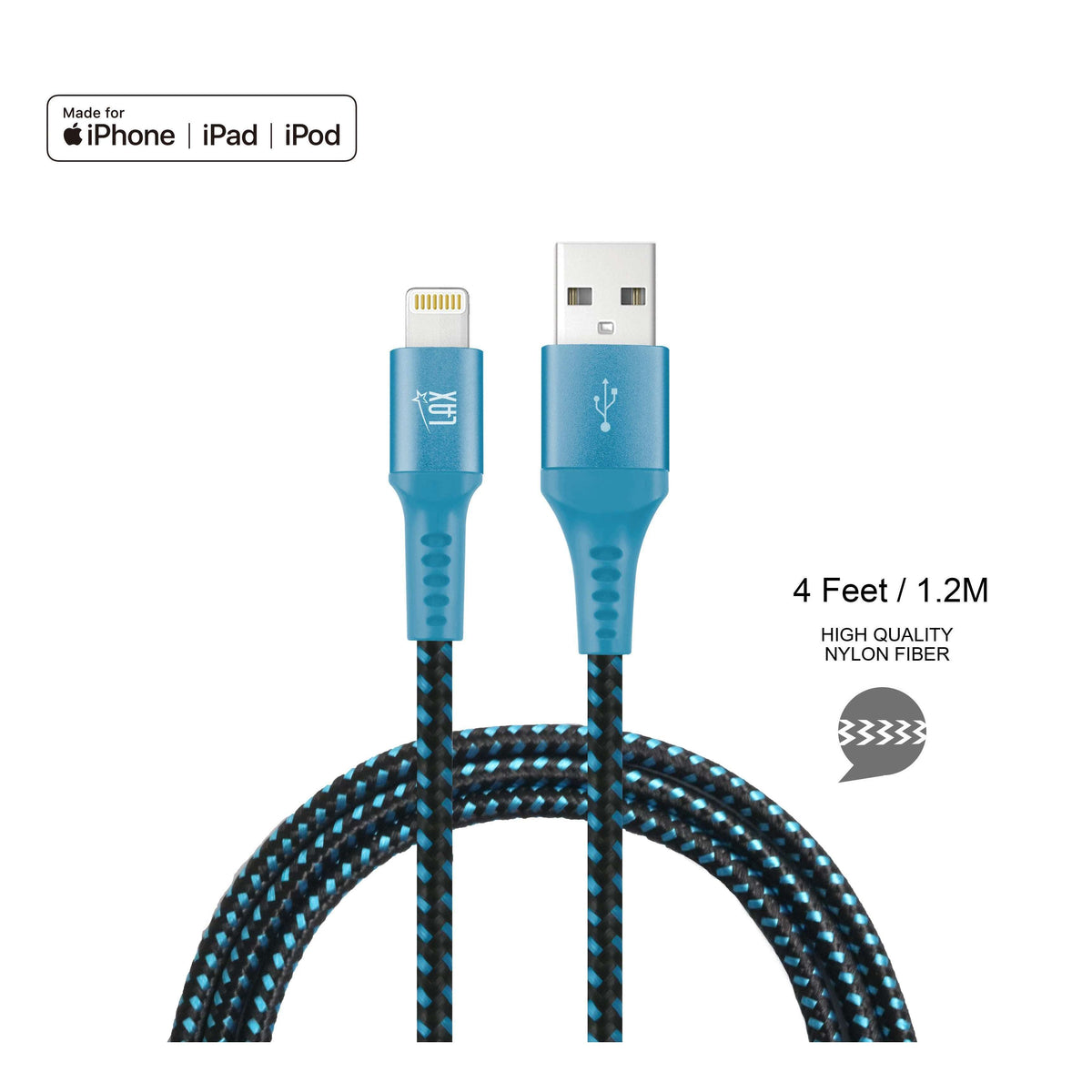 Apple MFI Certified Durable Braided Lightning Charging Cable for iPhone