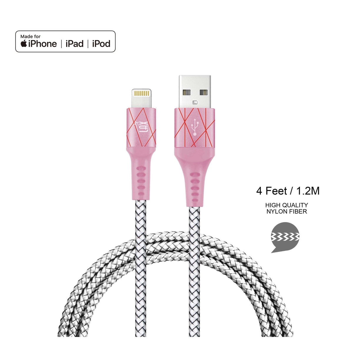 Apple MFI Certified Durable Braided Lightning Charging Cable for iPhone